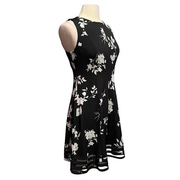 Jessica Howard Black Floral Fit & Flare Sleeveless Mini Dress 8P NWT - Picture 1 of 11